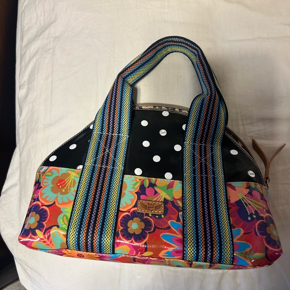 Consuela Handbags - Consuela Multicolor Floral & Polka Dot Tote with Striped Handles